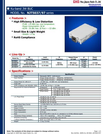 Ku-band 3W BUC MODEL No. NJT5037/97 series - telecomnetworks