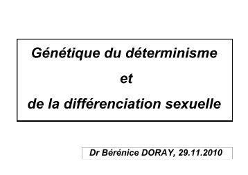 GÃ©nÃ©tique du dÃ©terminisme et de la diffÃ©renciation sexuelle