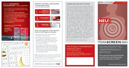 ToxaScreen Basic Nahrungsmittel-Ãberempfindlichkeits ... - Froximun