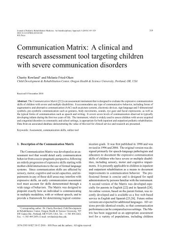 Communication Matrix: A clinical and research ... - AAC-RERC