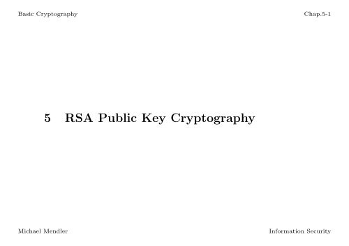 5 RSA Public Key Cryptography