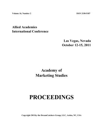 Academy of Marketing Studies (AMS) - Allied Academies