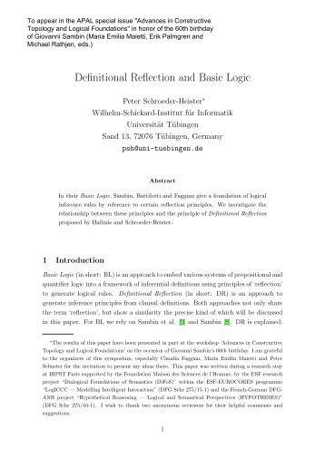 Definitional Reflection and Basic Logic