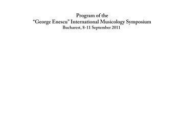 âGeorge Enescuâ International Musicology Symposium - UCMR