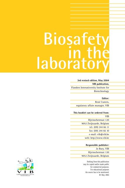 Biosafety in the laboratory - VIB