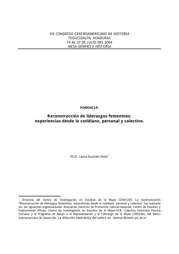ReconstrucciÃ³n de liderazgos femeninos: experiencias ... - Sidoc