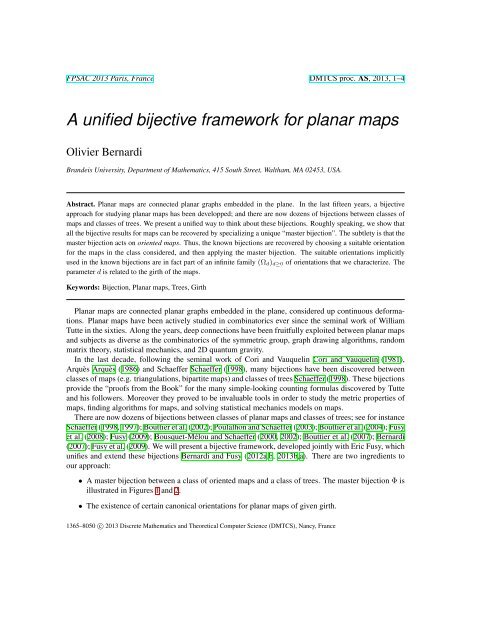 A unified bijective framework for planar maps - liafa