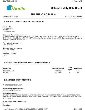 Sulfuric Acid 98 - Rhodia