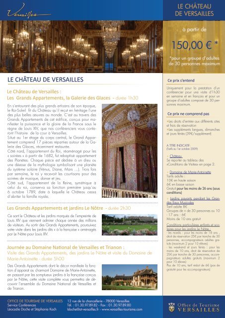 150,00 â¬ * - Office de tourisme de Versailles