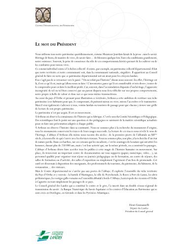 Le mot du Président - Abbaye d'Arthous - Conseil général des Landes