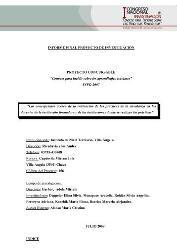 INFORME FINAL PROYECTO DE INVESTIGACIÓN ... - Cedoc