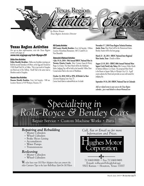Rolls-Royce Owners' Club â¢ Texas Region Newsletter - Rroctexas.com