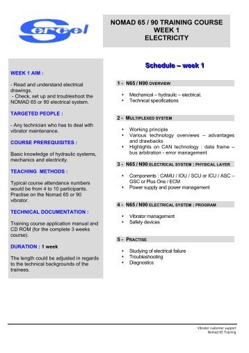 Schedule â week 1 NOMAD 65 / 90 TRAINING COURSE ... - Sercel