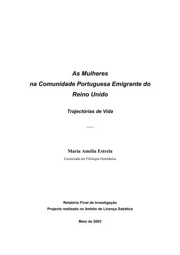As Mulheres na Comunidade Portuguesa Emigrante do Reino Unido