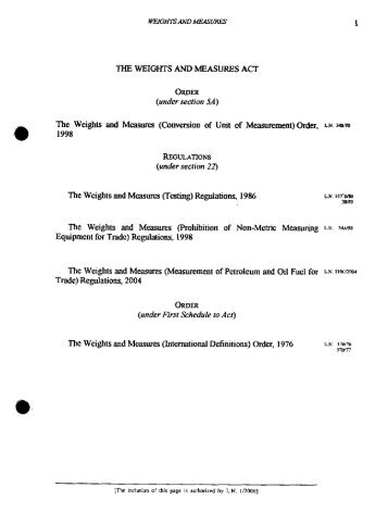 THE WEIGHTS AND MEASURES ACT - TANSTIA