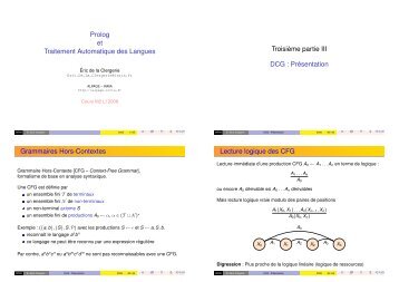 Prolog et Traitement Automatique des Langues - Inria