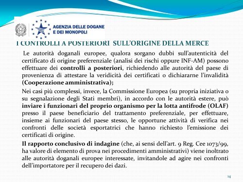 La cooperazione amministrativa in materia di origine