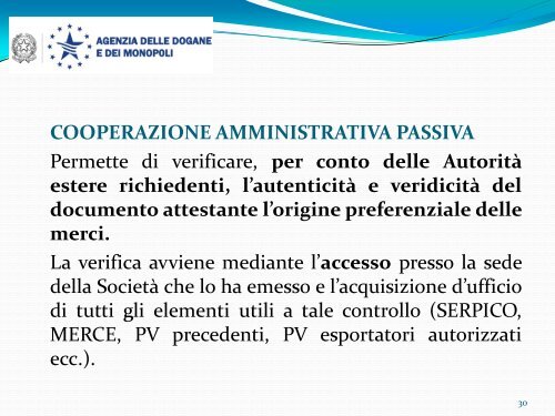 La cooperazione amministrativa in materia di origine