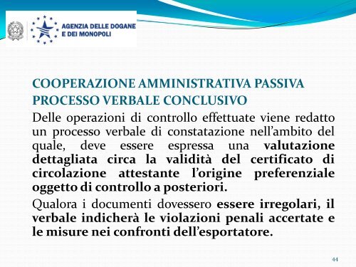 La cooperazione amministrativa in materia di origine