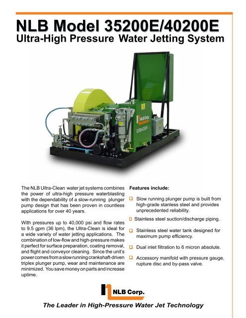 Ultra-High Pressure Water Jetting System NLB ... - NLB Corporation