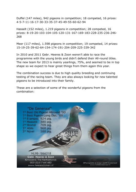 GEBBROEDERS HEERES & ZOON - Elimar Pigeon Services