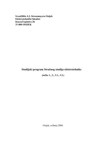 Studijski program stručnog studija elektrotehnike 2008.