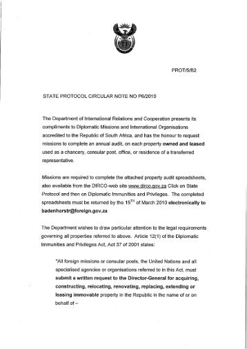 prot/s/bz state protocol circular note no p612010 - Department of ...