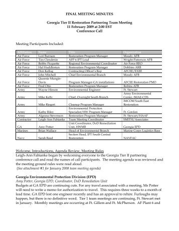 GA Tier II Feb 09 Meeting Minutes - Smith | Associates