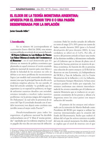 EL ELIXIR DE LA TEORÃA MONETARIA ARGENTINA: APUESTA ...