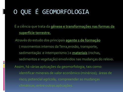 GEOMORFOLOGIA DO BRASIL - AssociaÃ§Ã£o Palotina