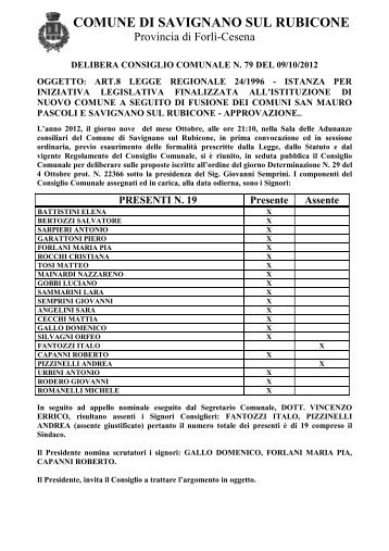 COMUNE DI SAVIGNANO SUL RUBICONE - Assemblea Legislativa