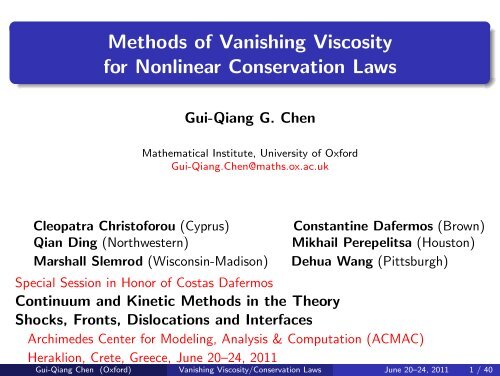 Methods of Vanishing Viscosity for Nonlinear ... - ACMAC