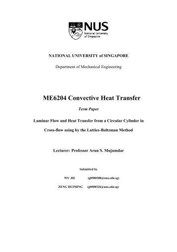 ME6204 Convective Heat Transfer - National University of Singapore