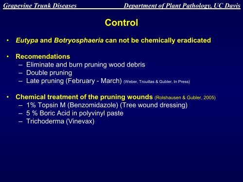 Grapevine Trunk Diseases Department of Plant ... - Lodi Wine