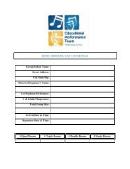 HOTEL ROOMING LIST COVER PAGE Group/School Name: Street ...