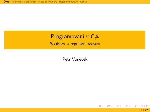 Programování v C# - Soubory a regulární výrazy - eAMOS