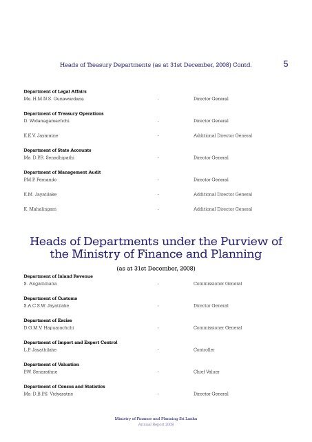 Annual Report 2008 - Ministry of Finance and Planning