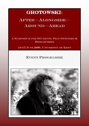 Grotowski Symposium - University of Kent