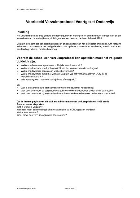 Voorbeeld Verzuimprotocol Voortgezet Onderwijs Aanval op