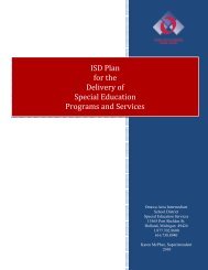 ISD Plan for the Delivery of Special Education Programs and Services