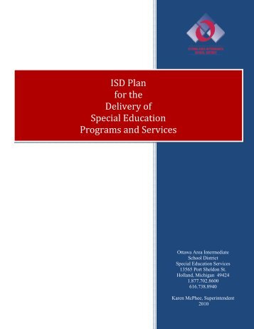 ISD Plan for the Delivery of Special Education Programs and Services