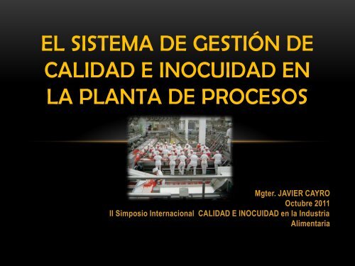 El Sistema de gestiÃ³n de calidad e inocuidad en la planta de procesos