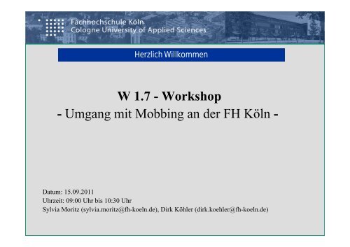 W 1.7 - Workshop - Umgang mit Mobbing an der FH KÃ¶ln -