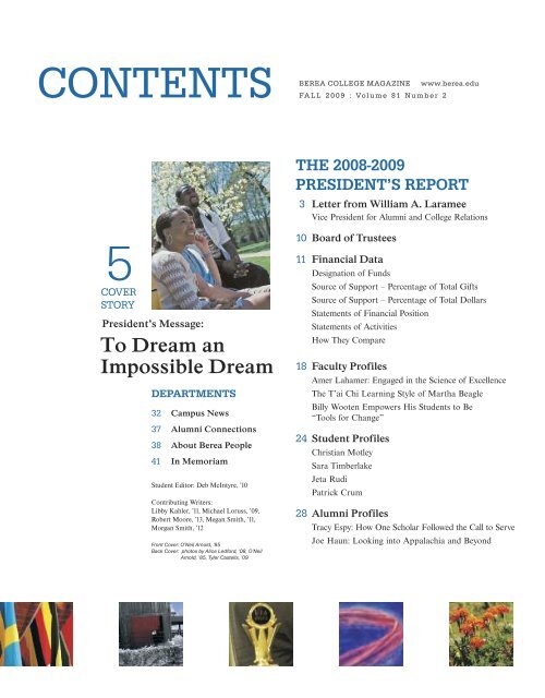 2008-2009 PRESIDENT'S REPORT - Berea College