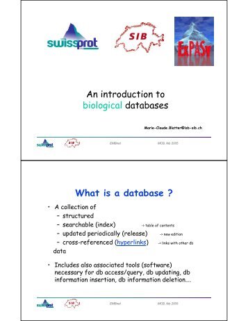 An introduction to biological databases What is a database ?