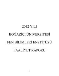 2012 YILI BOÄAZÄ°ÃÄ° ÃNÄ°VERSÄ°TESÄ° FEN BÄ°LÄ°MLERÄ° ENSTÄ°TÃSÃ ...