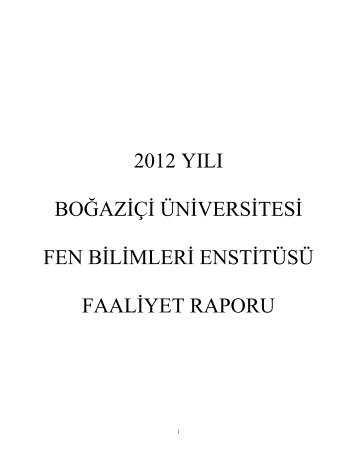 2012 YILI BOÄAZÄ°ÃÄ° ÃNÄ°VERSÄ°TESÄ° FEN BÄ°LÄ°MLERÄ° ENSTÄ°TÃSÃ ...