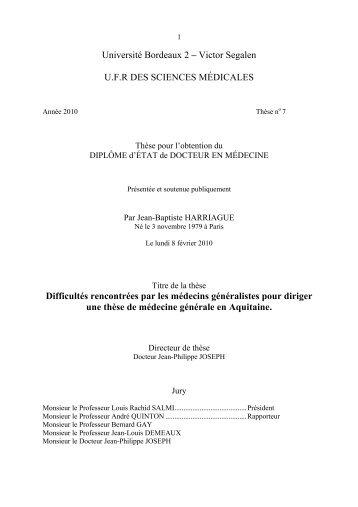 UniversitÃ© Bordeaux 2 â Victor Segalen U.F.R DES ... - ThÃ¨se IMG