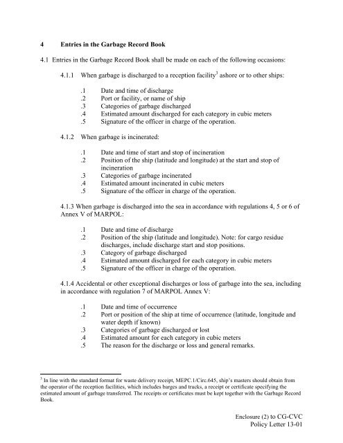 USCG MARPOL Annex V Guidelines 2013 Feb