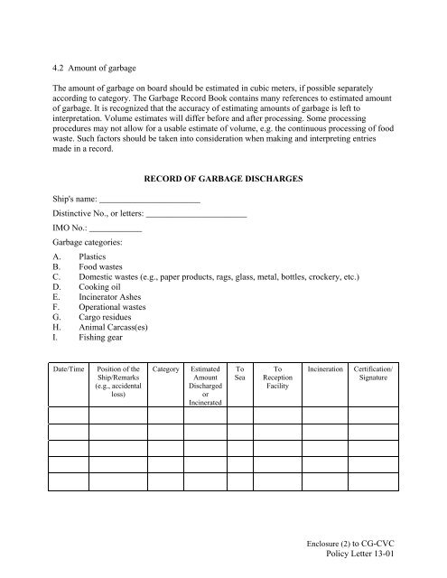 USCG MARPOL Annex V Guidelines 2013 Feb